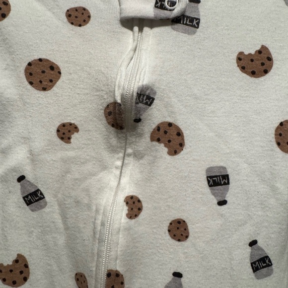 Carter's Zip One-Piece 100% Cotton Footed Pajamas Milk & Cookies Print 3T - Picture 4 of 5